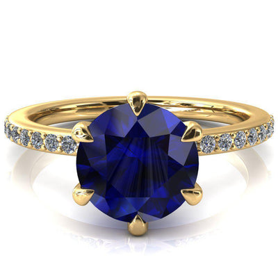 Nora Round Blue Sapphire Solitaire 6 Prong Ring-FIRE & BRILLIANCE