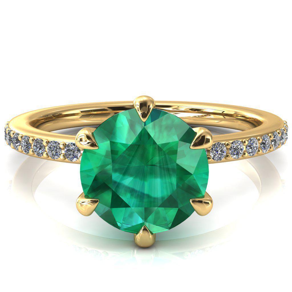 Nora Round Emerald Solitaire 6 Prong Ring-FIRE & BRILLIANCE