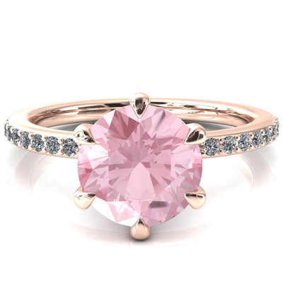 Nora Round Pink Sapphire Solitaire 6 Prong Ring-FIRE & BRILLIANCE