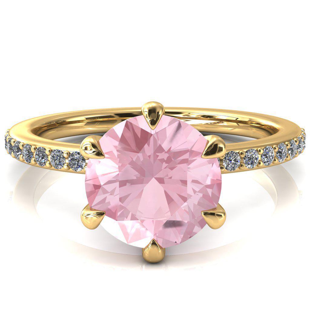 Nora Round Pink Sapphire Solitaire 6 Prong Ring-FIRE & BRILLIANCE