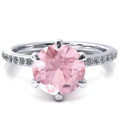 Nora Round Pink Sapphire Solitaire 6 Prong Ring-FIRE & BRILLIANCE