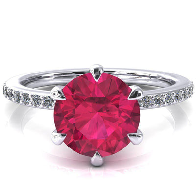 Nora Round Ruby Solitaire 6 Prong Ring-FIRE & BRILLIANCE