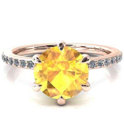 Nora Round Yellow Sapphire Solitaire 6 Prong Ring-FIRE & BRILLIANCE