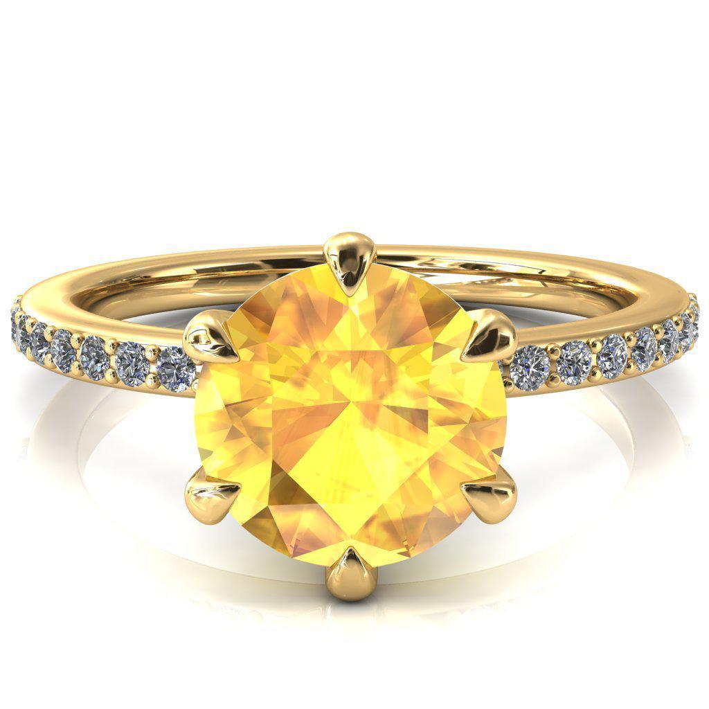 Nora Round Yellow Sapphire Solitaire 6 Prong Ring-FIRE & BRILLIANCE