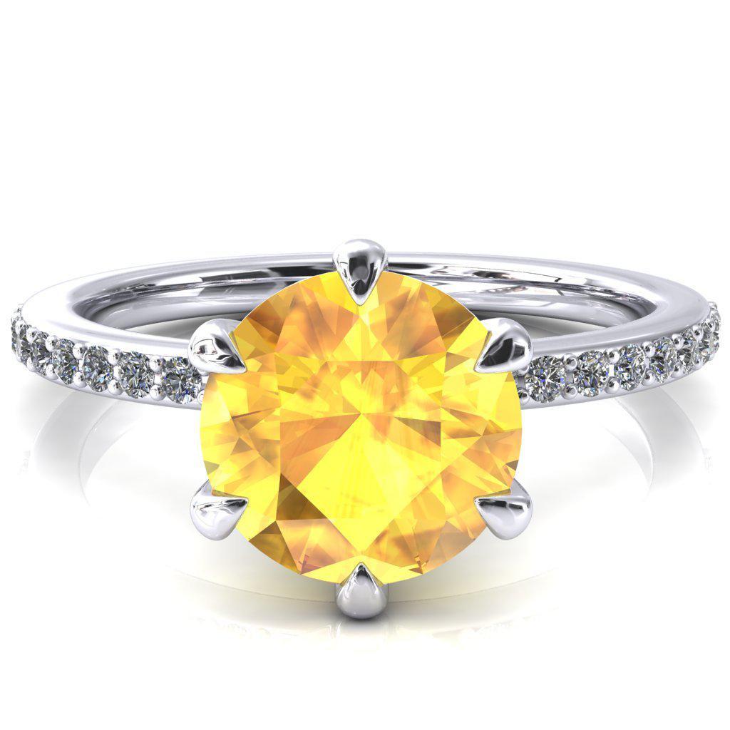 ★★Adairs★★ nora yellow JH8145 Nora Round Yellow Sapphire Solitaire 6 Prong Ring – FIRE