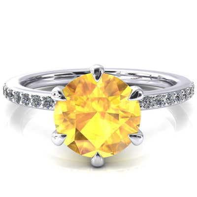 Nora Round Yellow Sapphire Solitaire 6 Prong Ring-FIRE & BRILLIANCE