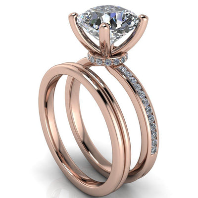 Nori Cushion Moissanite 4 Prong Half Eternity Engagement Ring-Custom-Made Jewelry-Fire & Brilliance ®