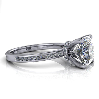 Nori Cushion Moissanite 4 Prong Half Eternity Engagement Ring-Custom-Made Jewelry-Fire & Brilliance ®
