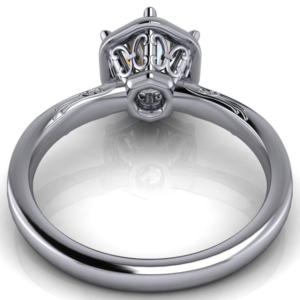 Nouveau Round Moissanite Bezel Set Vintage Inspired Art Filigree Band Ring-Custom-Made Jewelry-Fire & Brilliance ®