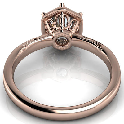 Nouveau Round Moissanite Bezel Set Vintage Inspired Art Filigree Band Ring-Custom-Made Jewelry-Fire & Brilliance ®