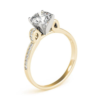 Oakley Round Moissanite Diamond Loop Channel Two-Tone Engagement Ring-Custom-Made Jewelry-Fire & Brilliance ®