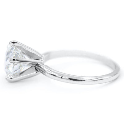 Old European Cut (OEC) Round Moissanite Platinum 6 Prongs Solitaire Ring-Solitaire Ring-Fire & Brilliance ®