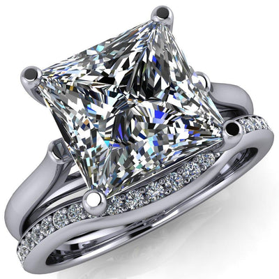 Ophelia Princess/Square 4 Prong Cathedral Ring-Custom-Made Jewelry-Fire & Brilliance ®