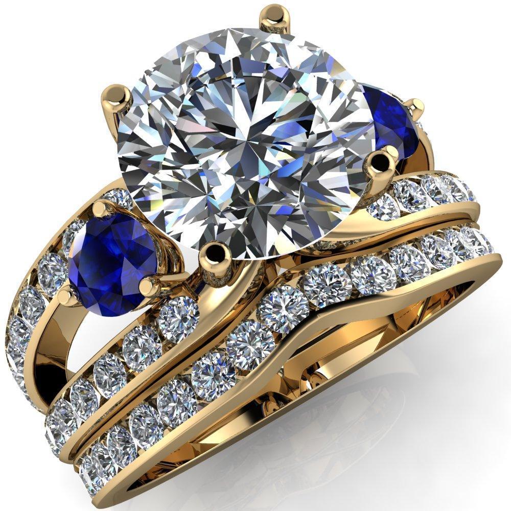 Custom Blue Sapphire and Channel Set Diamonds Engagement Ring