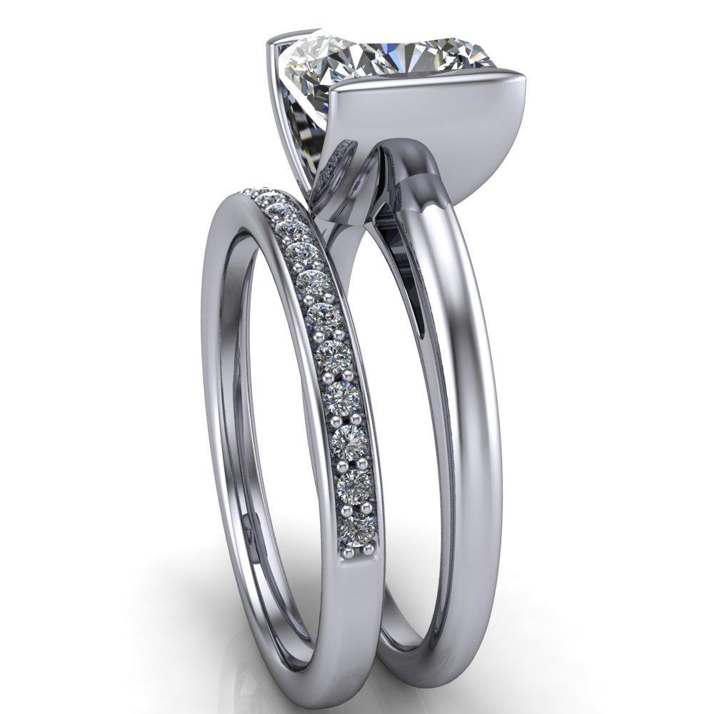 Orleans Cushion Moissanite Half Bezel Cathedral Ring-Custom-Made Jewelry-Fire & Brilliance ®