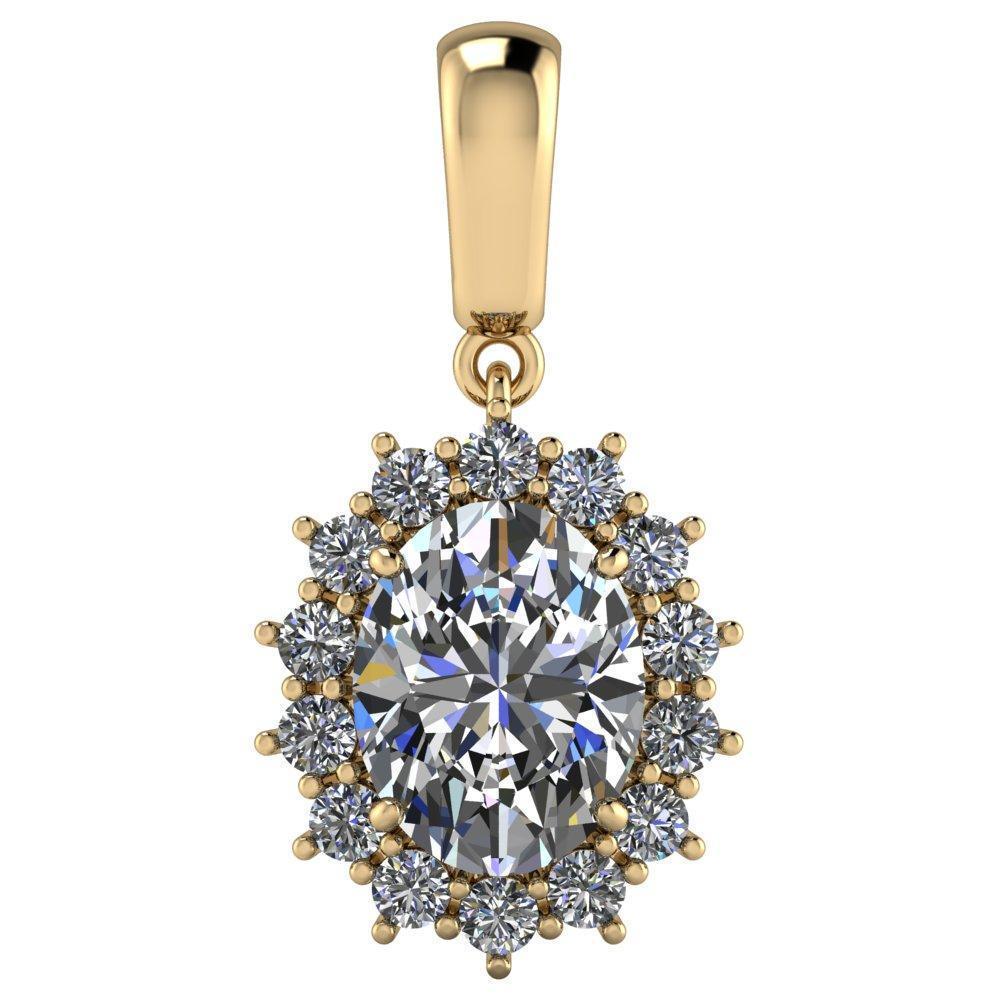 Oval Moissanite 4 Prong 14 Cluster Diamond Pendant-Pendants-Fire & Brilliance ®