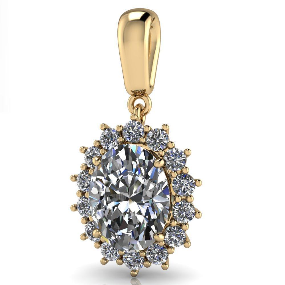 Oval Moissanite 4 Prong 14 Cluster Diamond Pendant-Pendants-Fire & Brilliance ®