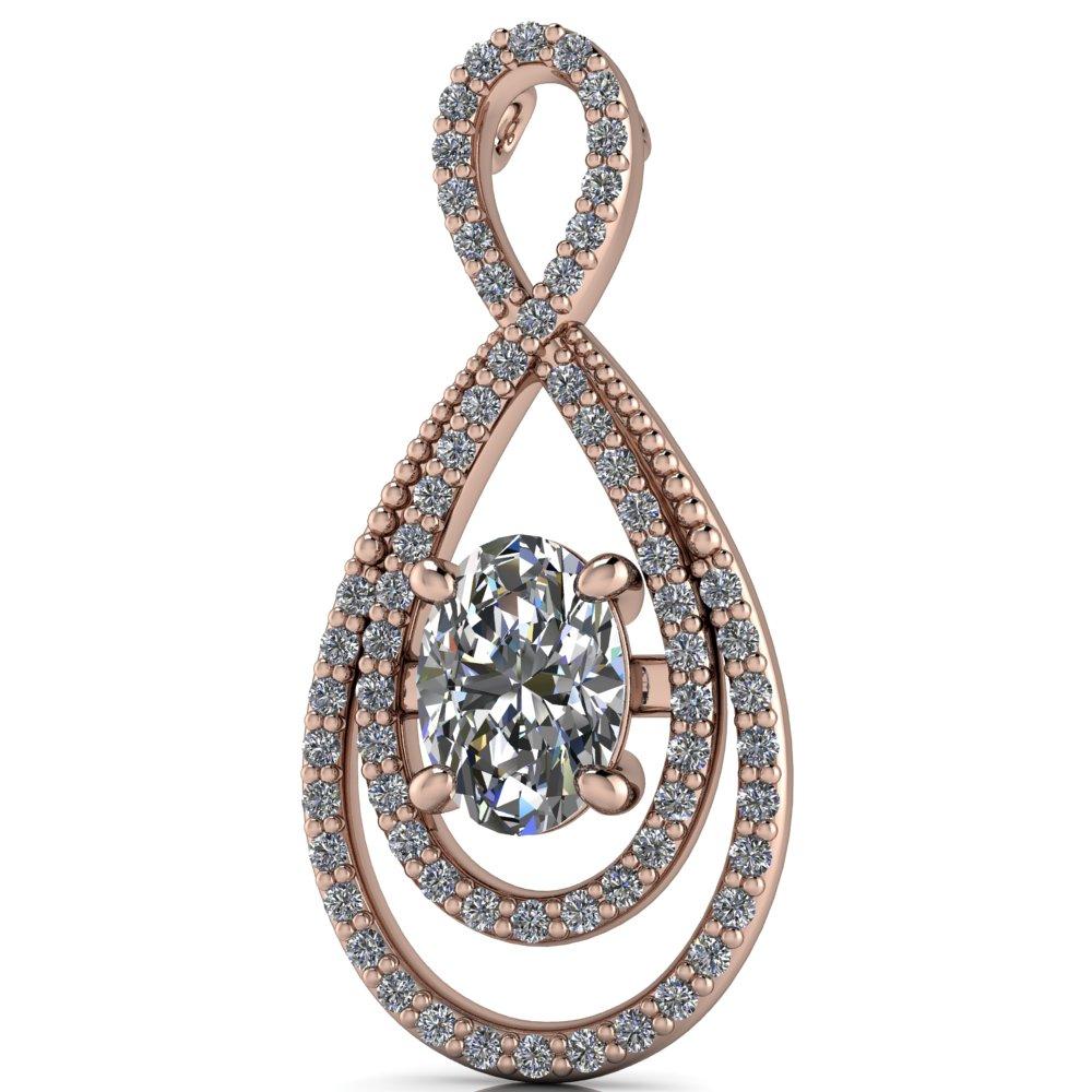 Oval Moissanite 4 Prong Diamond Accent Pendant-Pendants-Fire & Brilliance ®