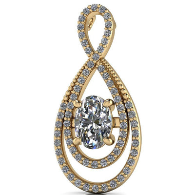 Oval Moissanite 4 Prong Diamond Accent Pendant-Pendants-Fire & Brilliance ®