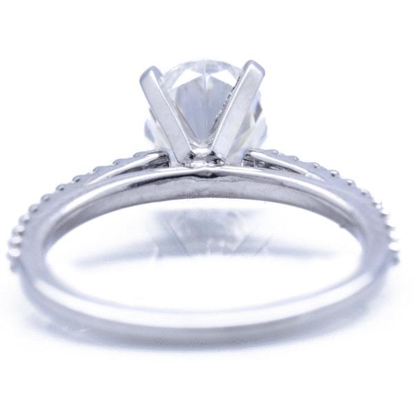 Oval Moissanite 4 Prongs Diamond Accent Ice Cathedral Solitaire Ring-Solitaire Ring-Fire & Brilliance ®