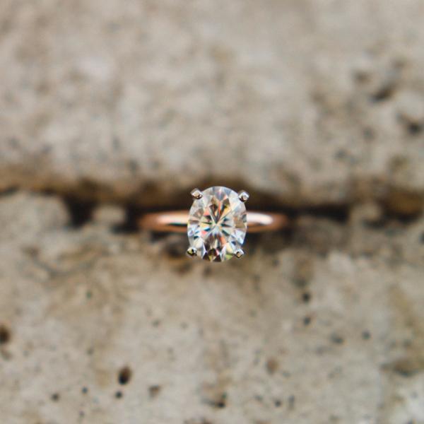 Oval Moissanite 4 Prongs FANCY Solitaire Ring-Solitaire Ring-Fire & Brilliance ®