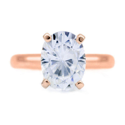 Oval Moissanite 4 Prongs FANCY Solitaire Ring-Solitaire Ring-Fire & Brilliance ®