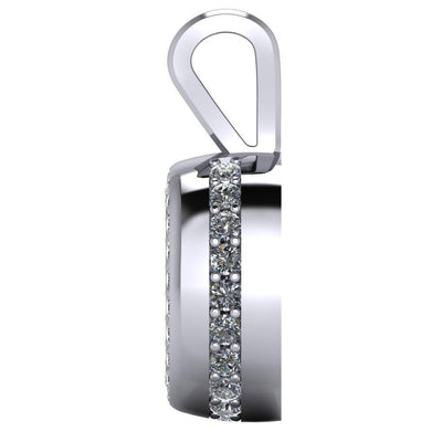 Oval Moissanite Bezel Diamond Halo Pendant-Pendants-Fire & Brilliance ®