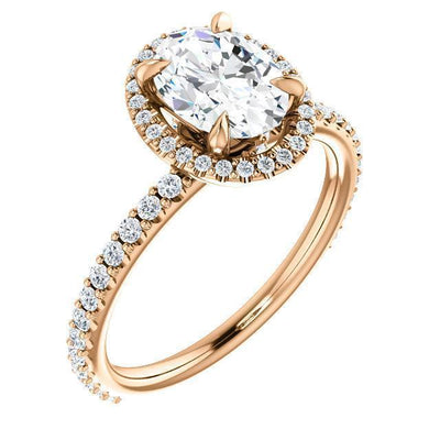 Oval Moissanite Diamond Accent Ice Halo Collar Ring-Custom-Made Jewelry-Fire & Brilliance ®