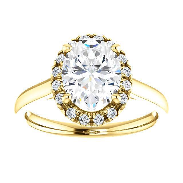 Oval Moissanite Diamond Accent Ice Halo French-Set Ring-Custom-Made Jewelry-Fire & Brilliance ®