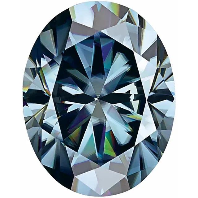 Oval Diamond Faceted FAB Blue Moissanite Loose Stone-FIRE & BRILLIANCE