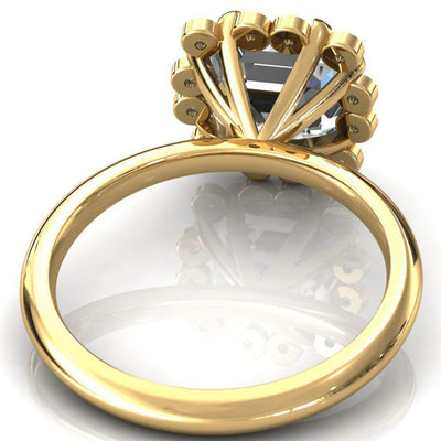 Paige Asscher Moissanite Diamond Halo Ring-Custom-Made Jewelry-Fire & Brilliance ®