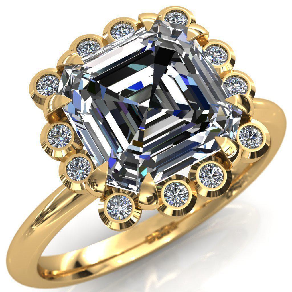 Paige Asscher Moissanite Diamond Halo Ring-Custom-Made Jewelry-Fire & Brilliance ®
