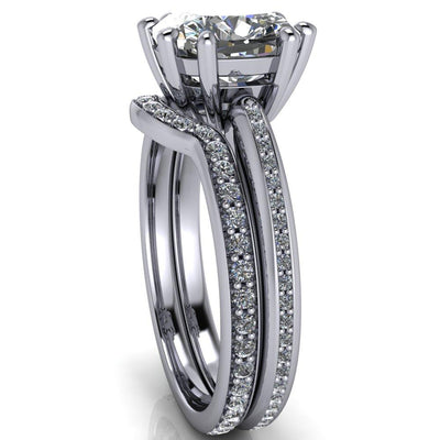 Paisley Cushion Moissanite 8 Prong Diamond Channel Ring-Custom-Made Jewelry-Fire & Brilliance ®