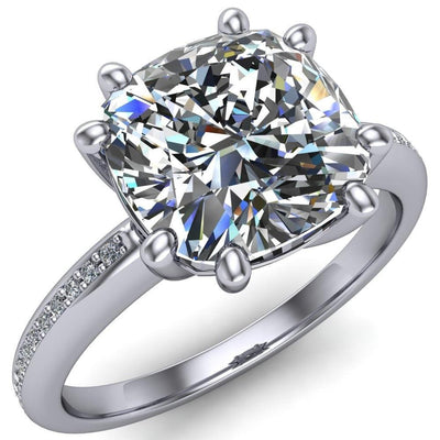 Paisley Cushion Moissanite 8 Prong Diamond Channel Ring-Custom-Made Jewelry-Fire & Brilliance ®