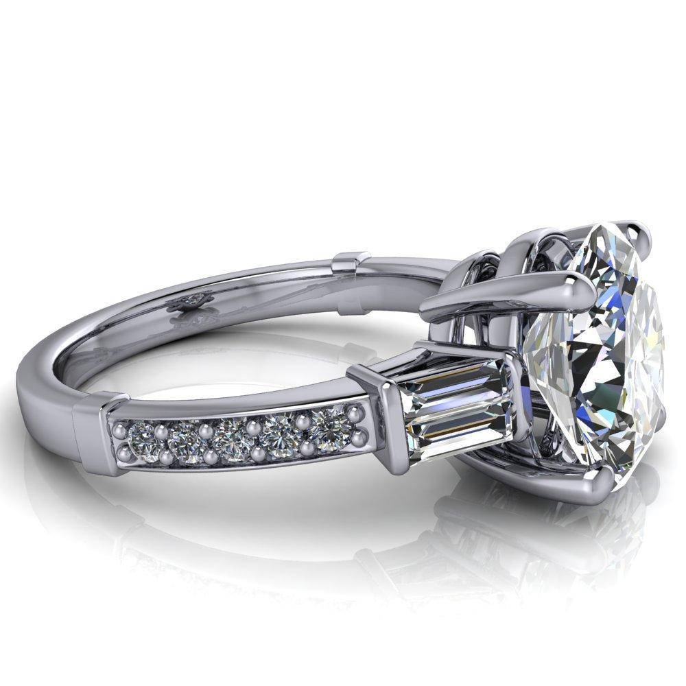 Paphos Oval Moissanite Diamond Baguette Side Channel Engagement Ring-Custom-Made Jewelry-Fire & Brilliance ®