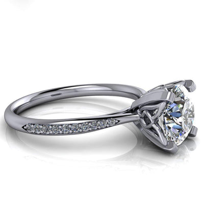 Papilio Round Moissanite 4 Prong Diamond Channel Engagement Ring-Custom-Made Jewelry-Fire & Brilliance ®