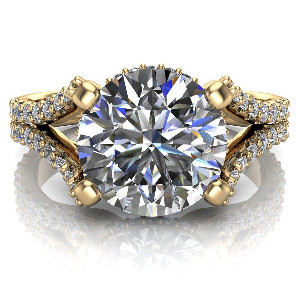 Paradise Round Moissanite Diamond Side Split Shank Half Eternity Ring-Custom-Made Jewelry-Fire & Brilliance ®