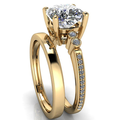 Pascala Cushion Moissanite Diamond Side 4 Prong Engagement Ring-Custom-Made Jewelry-Fire & Brilliance ®