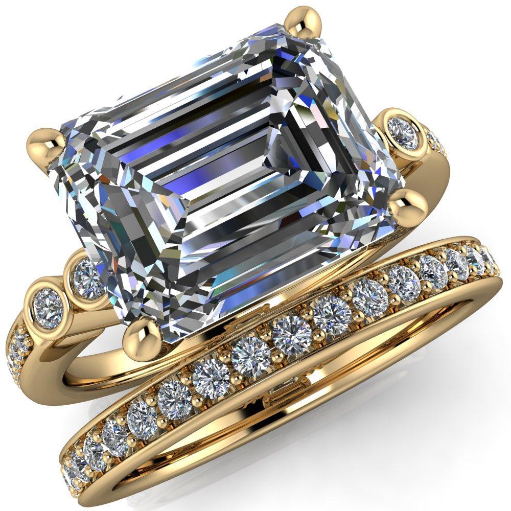 Pascala Emerald Moissanite Diamond Side 4 Prong Engagement Ring-Custom-Made Jewelry-Fire & Brilliance ®