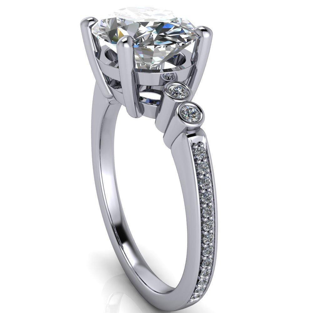 Pascala Oval Moissanite Diamond Side 4 Prong Engagement Ring-Custom-Made Jewelry-Fire & Brilliance ®