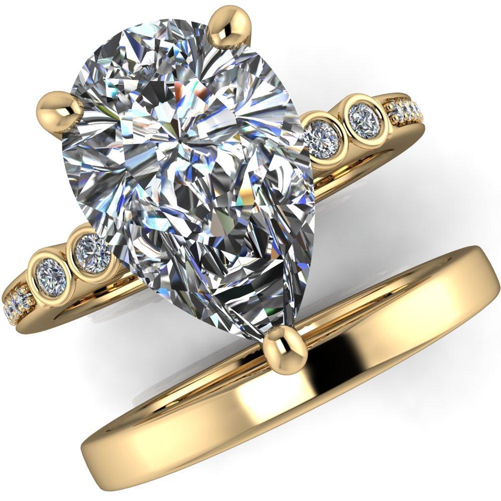 Pascala Pear Moissanite Diamond Side 4 Prong Engagement Ring-Custom-Made Jewelry-Fire & Brilliance ®