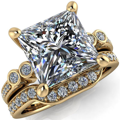 Pascala Princess/Square Moissanite Diamond Side 4 Prong Engagement Ring-Custom-Made Jewelry-Fire & Brilliance ®