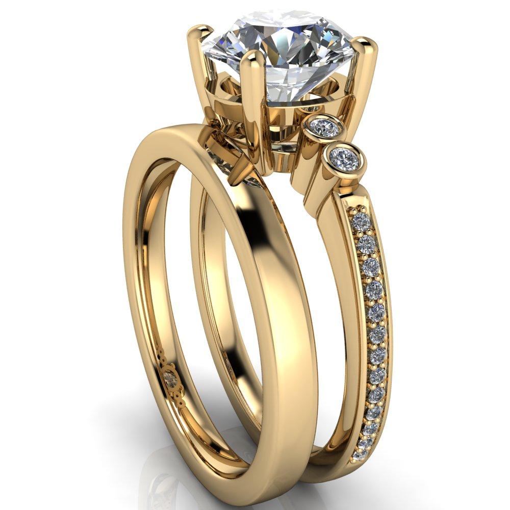 Pascala Round Moissanite Diamond Side 4 Prong Engagement Ring-Custom-Made Jewelry-Fire & Brilliance ®