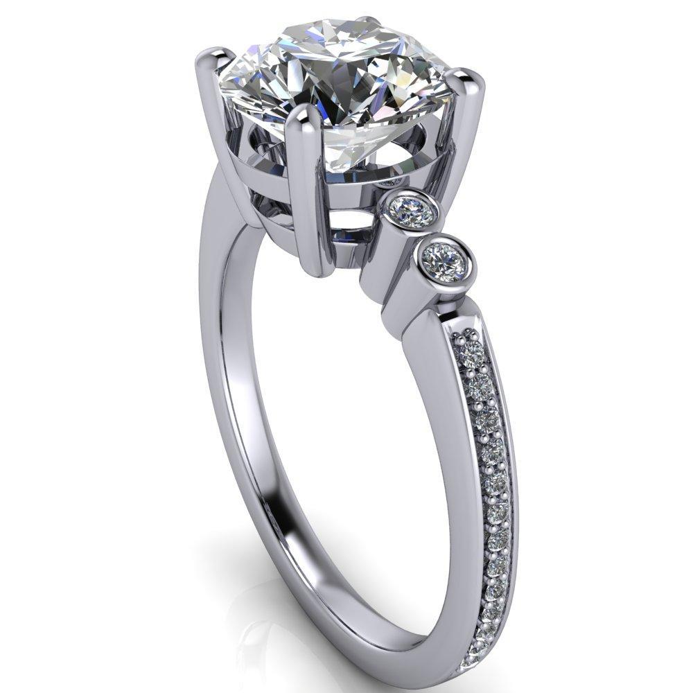 Pascala Round Moissanite Diamond Side 4 Prong Engagement Ring-Custom-Made Jewelry-Fire & Brilliance ®