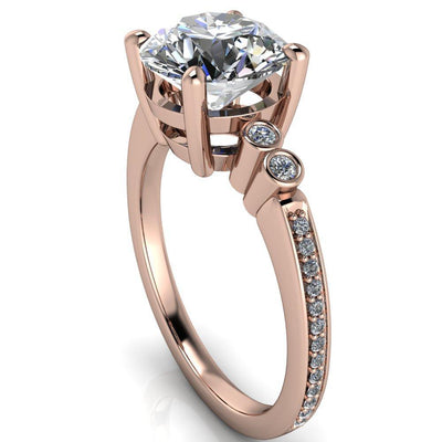 Pascala Round Moissanite Diamond Side 4 Prong Engagement Ring-Custom-Made Jewelry-Fire & Brilliance ®