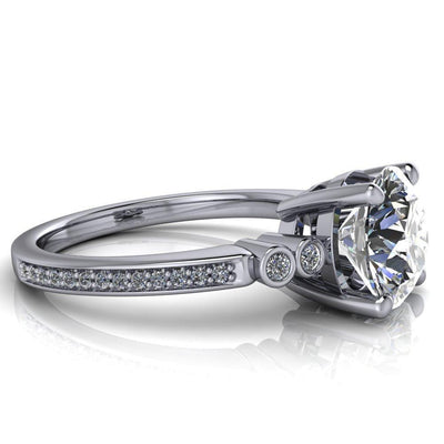 Pascala Round Moissanite Diamond Side 4 Prong Engagement Ring-Custom-Made Jewelry-Fire & Brilliance ®