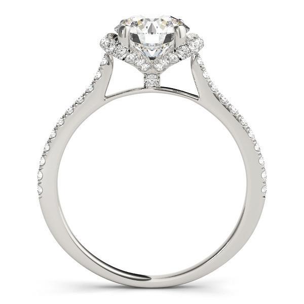Patricia Round Moissanite Bow Halo 4 Prong Engagement Ring-Custom-Made Jewelry-Fire & Brilliance ®