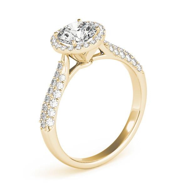 Pauline Round Moissanite Micro Pave Shank Halo Engagement Ring-Custom-Made Jewelry-Fire & Brilliance ®