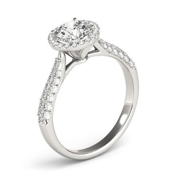 Pauline Round Moissanite Micro Pave Shank Halo Engagement Ring-Custom-Made Jewelry-Fire & Brilliance ®