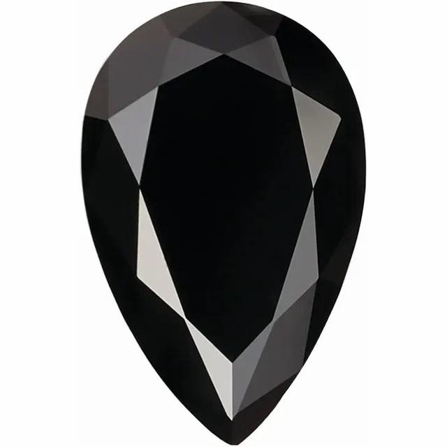 Pear Diamond Faceted FAB Black Moissanite Loose Stone-FIRE & BRILLIANCE